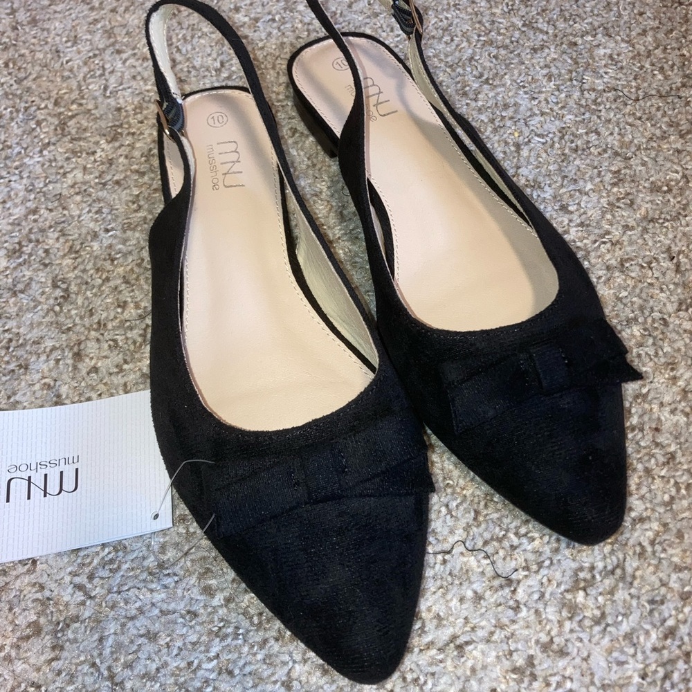 Black bow sling back flats